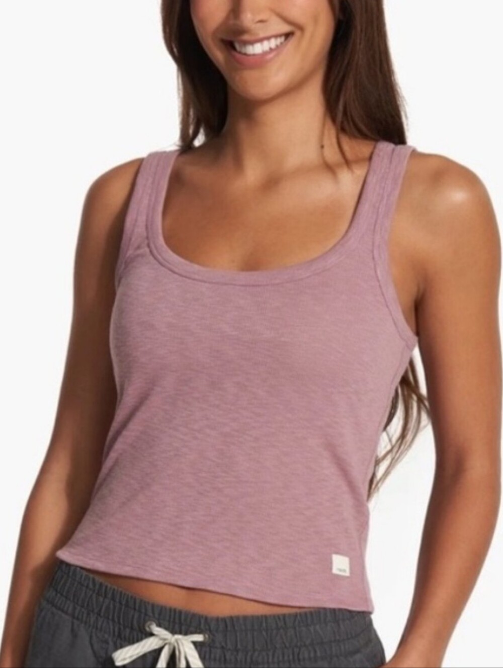 Vuori Sunrise Scoop Neck Crop Tank In Dusty Mauve Size: Small